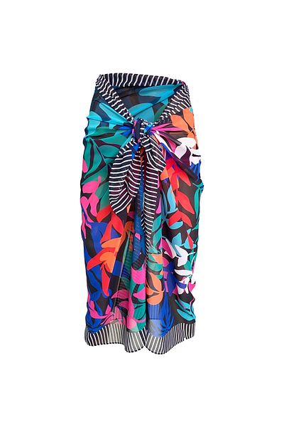 Bolder Emily Striped Flower Silk Chiffon Pareo