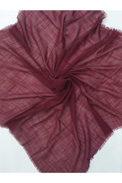 BENLİ Kadın Bordo Koton Pamuklu Flamlı Eşarp 100x100 cm