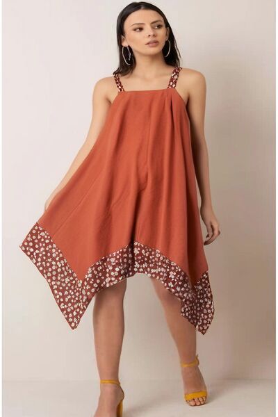 herry fashion Rochie asimetrică cu bretele din viscoză croială 1001