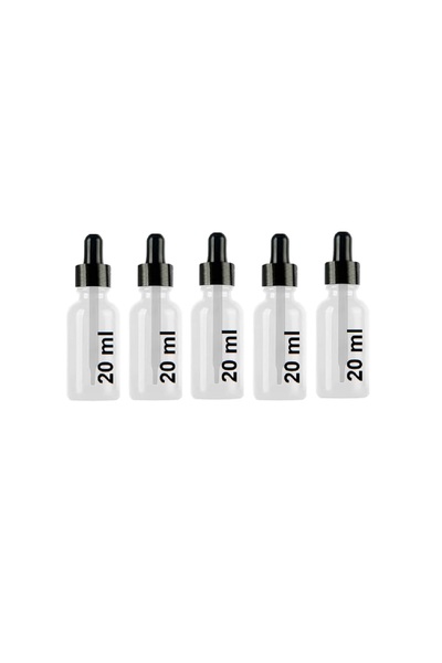 Juniberry 5 Adet 20ml Cam Şeffaf Plastik Kapaklı Cam Damlalıklı Boş Çok Amaçl...