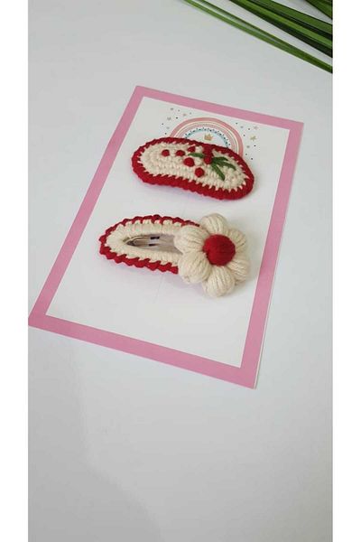 Kadın Girişimciler Atölyesi Handmade Buckle - 100% Algodón Red-White Niche Set of 2