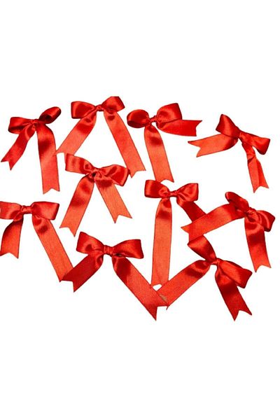serap çiçekçilik Red Satin Bow Ribbon 10 Pieces Satin Ribbon Bow.