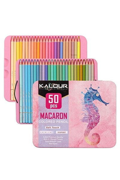 Art Tone Kalour Profesyonel Artist Kuru Boya Macaron Kalem Seti Metal Kutu 50li