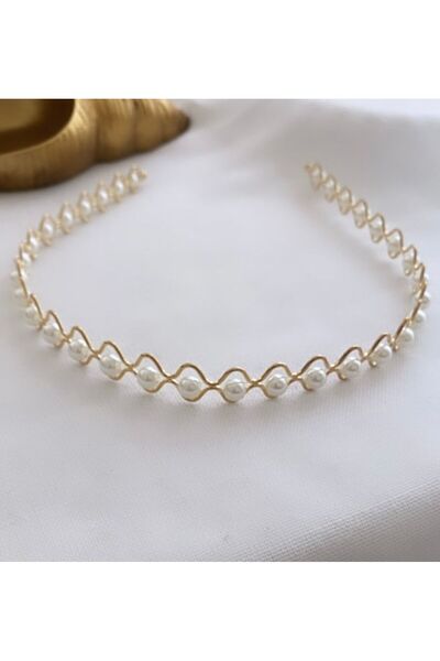 VNS Accessories Coroană metalică model Twisted Pearl Ball