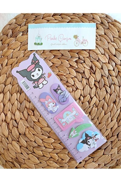 Pembe Çarşı Kağıt Cetvelli Sanrio Kuromi , My Melody Post-it Yapışkanlı Kağıt...
