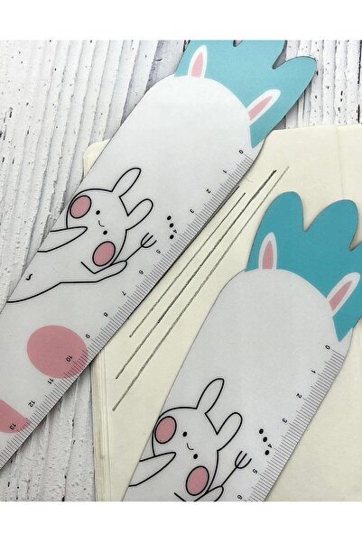 Kağıt Gemi Dükkan Cute Rabbit White Ruler with Magnet