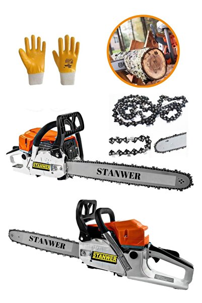 STANWER Alman Benzinli Motorlu Testere Pro- 6000 Ağaç Kesim Motoru Hızar Çift...