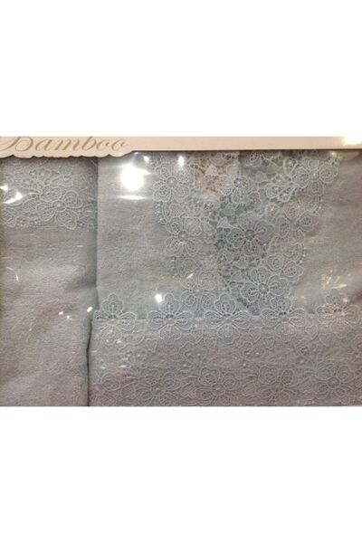 Pupilla Gipürlü Bambu Bayan Bornoz Seti - 3 Parça -bornoz+saç Havlusu+büyük B...