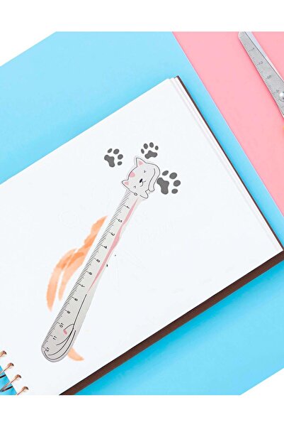 Kağıt Gemi Dükkan Riglă/semn de carte din lemn cu pisică drăguță cu urechi roz