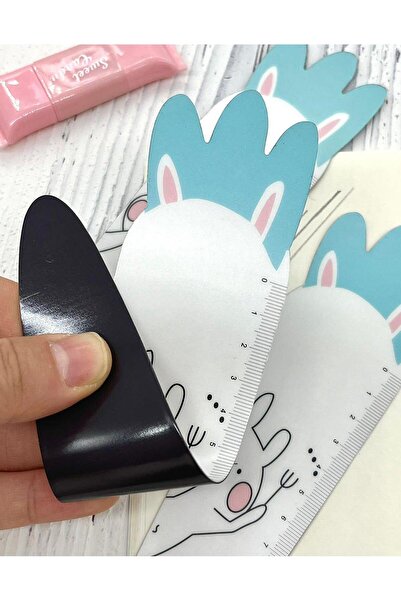 Kağıt Gemi Dükkan Cute Rabbit White Ruler with Magnet