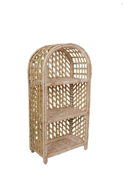 tunalar Dekoratif 3 Bölmeli Bambu Mutfak Banyo Kitaplık Çiçeklik Hasır Raf