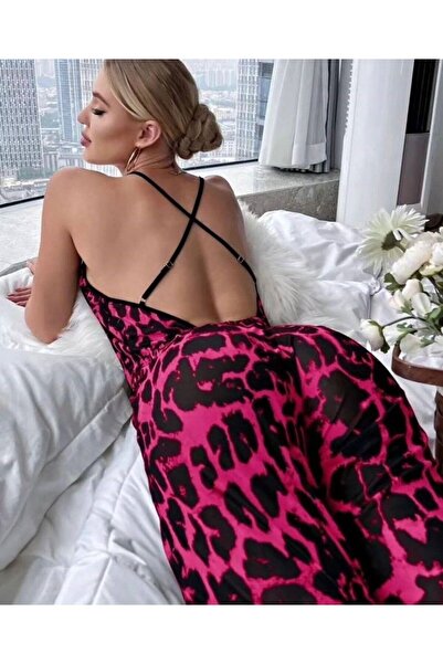AURA Kadın Askılı Tulum Pijama PinkLeoparEvent