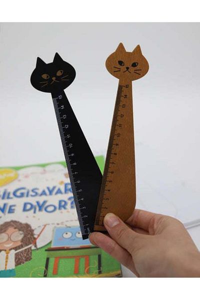 Kağıt Gemi Dükkan Wooden Color Cat Ruler