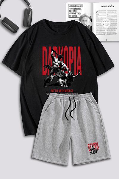macklin Σετ μπλουζάκι και σορτς με στάμπα Medusa Unisex Oversize - Ανδρική και γυναικεία φόρμα