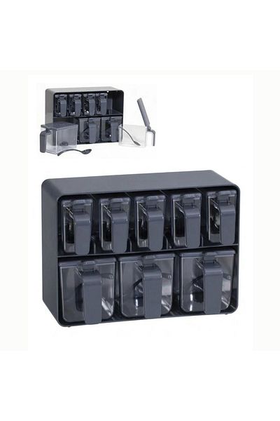 EVİMOL Kitchen Set of 8 - Gray Shelves with Stand, Spoon and Spice, Wall Hanging