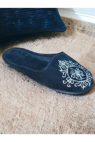 AHS Ticaret AHS Siyah Kadın Ortopedik Nakış Osmanlı Motif Desenli Yıkanabilir Kışlık Ev Misafir Çeyiz Bohça Terl