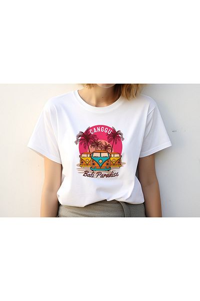 Let's Wear Premium Bali Paradise εμπριμέ γυναικείο μπλουζάκι - Crew Neck