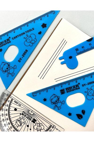 Kağıt Gemi Dükkan Blue Giraffe Ruler Set