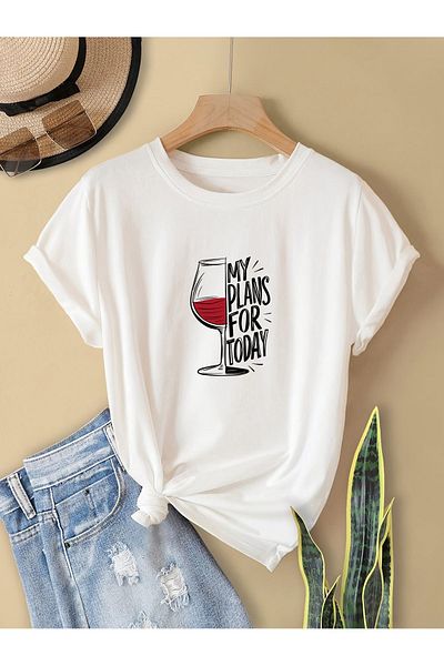 Let's Wear Tricou premium pentru femei - Imprimat Planurile mele pentru azi, decolteu