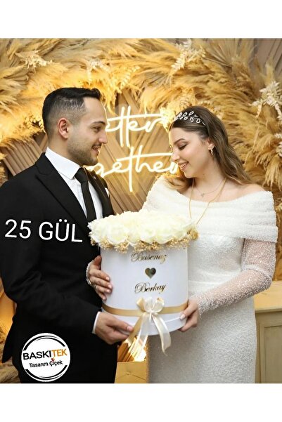 baskıtek Büyük Boy İsteme çiçeği, isteme buketi, kutuda güller, tanışma çiçeği