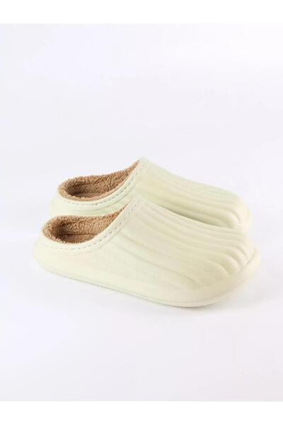 AHS Açık Yeşil Çizgi Desen Kadın Ortopedik Kalın Kaydırmaz Faylon Taban Önü K...