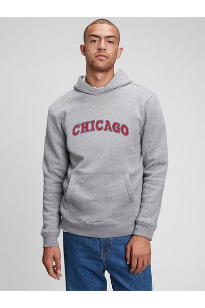 Let's Wear Унисекс суитшърт с качулка и принт Chicago