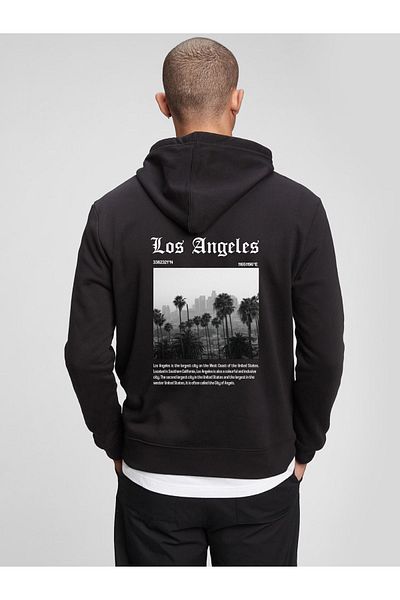 Let's Wear Суитшърт с качулка и щампа на гърба на Лос Анджелис