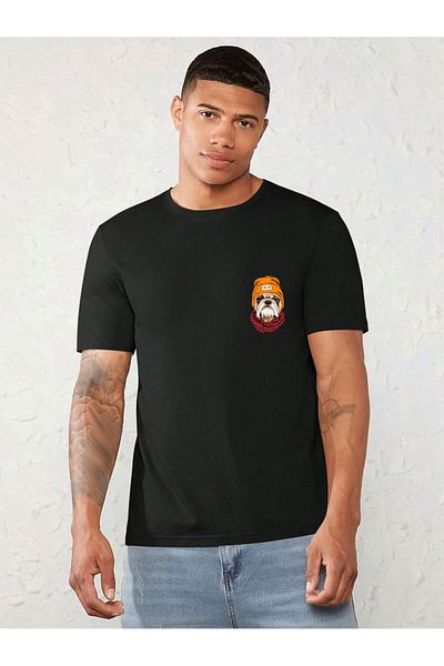 Let's Wear Ανδρικό μπλουζάκι Cool Dog Printed Premium με γιακά ποδηλάτου