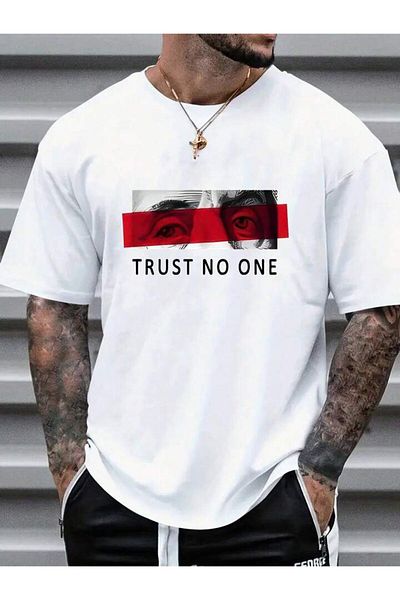 NoVibe Trust No One Printed Unisex 100% βαμβακερό κοντομάνικο μπλουζάκι