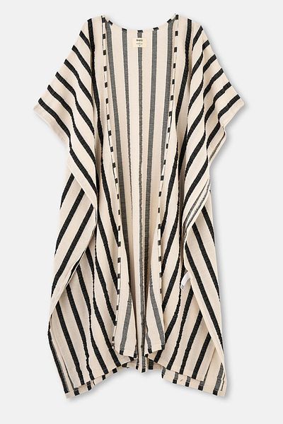 Dagi Ecru-schwarzes Poncho-Lendenschurz-Set