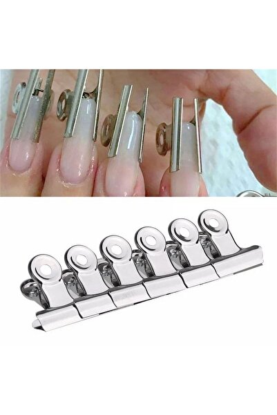 Full Beauty 6'lı Metal Tırnak Sıkıştırma Mandalı Protez Tırnak C Kıvrım Klipsi