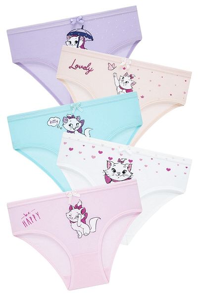 biyokids Pachet de 5 chiloți colorați pentru fete - Pisici drăguțe -