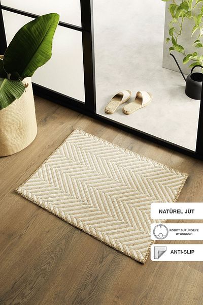 Ocean Home Textile سجادة من الجوت بلون إكرو مقاس 50 × 70