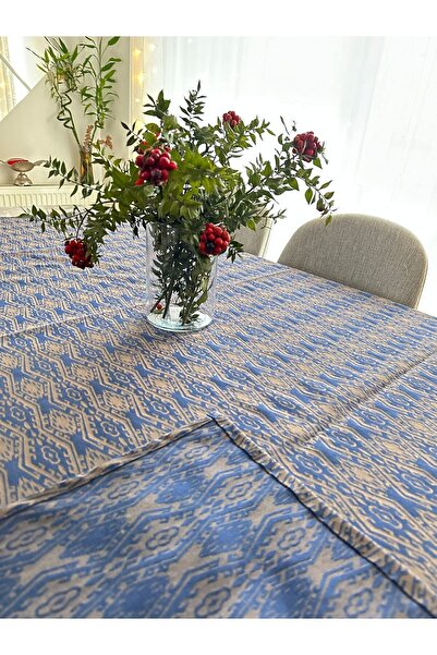 The Byzia Desenli Masa Örtüsü, Sofra Bezi Mavi&Kırmızı