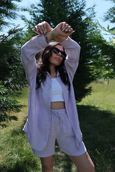 Si&Su Müslin Kumaş Kadın Rahat Kesim,Cepli, Bağcıklı, Beli Lastikli, Salaş Şort