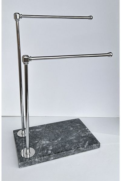 bemdesign Marble Decorative Towel Holder Bathroom Organizer Smoked Marble - Silver