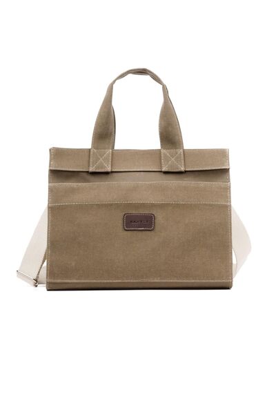 BAHELS Waxed Canvas Shoulder Bag - With Cookie Washing Effect Strap