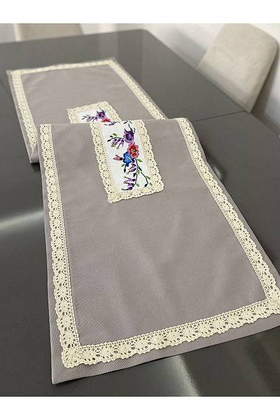 Parla Life Cross Stitch Processing Linen Runner 40x140 cm