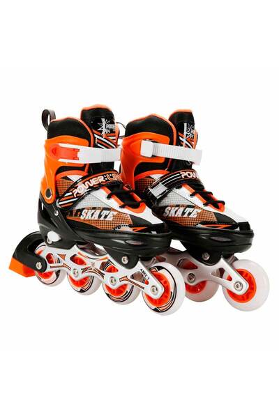CAN OYUNCAK Lighted 4 Wheel Power Line Skates 31-38 - Orange m