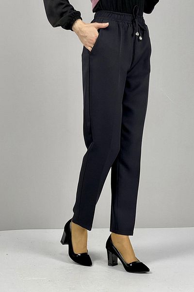 TESETTÜRÜ ALA STORE Women's Elastic Waist Ankle Length Carrot Cut Trousers