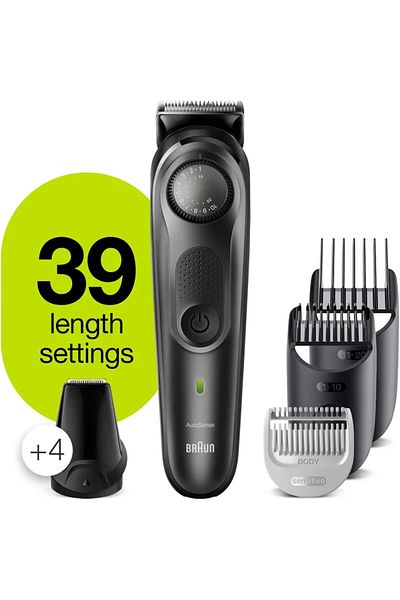Braun Beard Trimmer AutoSense, 39 Length Precision Dial, 7 Tools, Lifetime Sharp ProBlades - BT7350