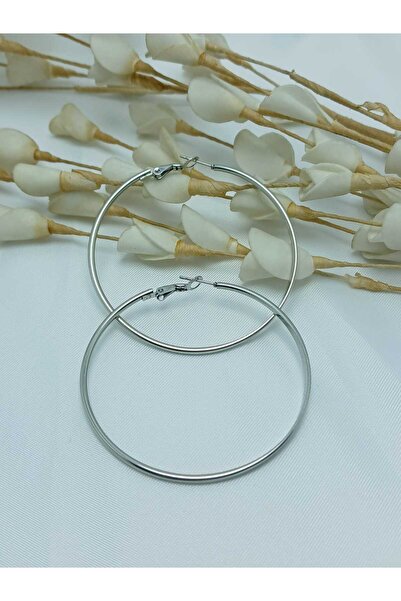 staınless steel ÇELİK GÜMÜŞ RENK BÜYÜK İNCE HALKA KÜPE