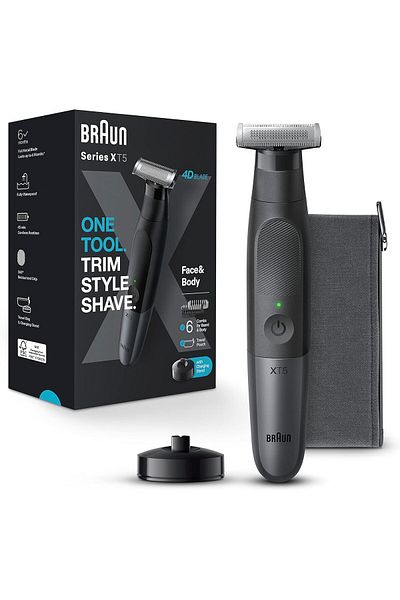 Braun X Styler Series 5 Hybrid Trimmer Face & Body, 4D-Flex Blade, 6 Combs, Charging Stand - XT 5300