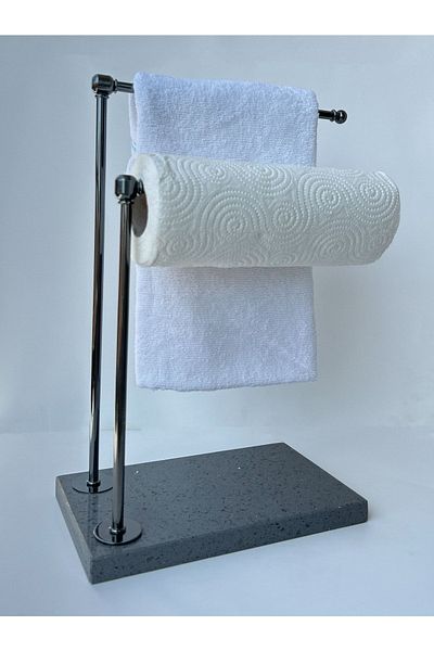 bemdesign Marble Decorative Towel Holder Bathroom Organizer Platinum