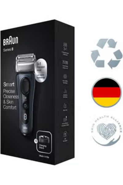 Braun Series 8 Smart Sonic, Adapts your beard, 8D Flex head, Precise trimming, Charging stand -8413s