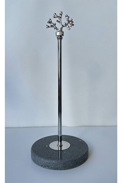 bemdesign Marble Decorative Roll Paper Towel Holder Bathroom - Kitchen Organizer - Silver