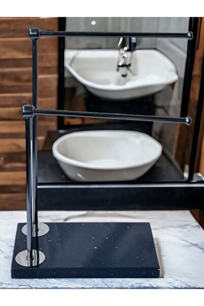 bemdesign منظم مناشف ديكور للحمام رخام كوارتز أسود - بلاتينيوم