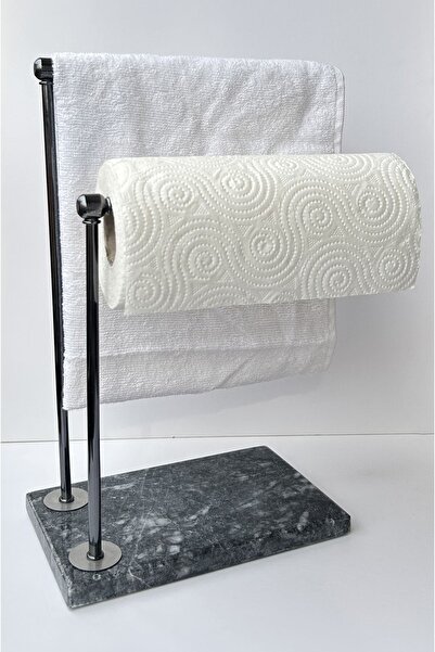 bemdesign Marble Decorative Towel Holder Bathroom Organizer Smoked Marble - Platinum