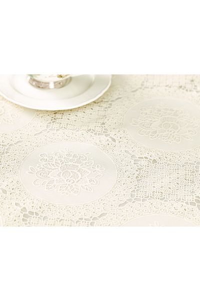 Madame Coco Roni Pvc Table Cloth - Ecru - Beige