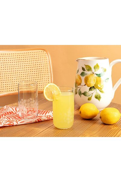 Madame Coco مجموعة STD White Leaves Musette مكونة من 4 أكواب للمشروبات الغازية - 365 مل كلاسيكية